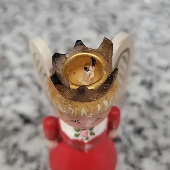 Vintage wooden handpainted angel candle holders - Picture 6 of 9